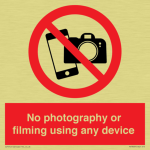 No photography or filming using any device